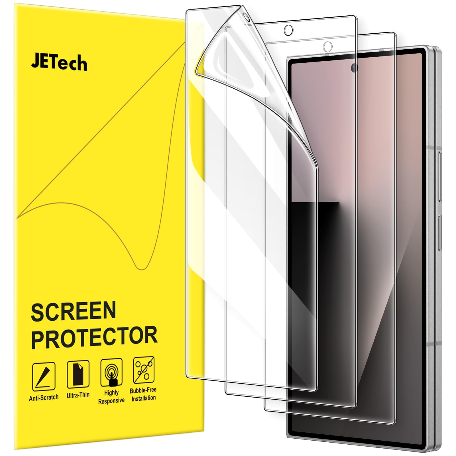 Photo 1 of JETech Front Screen Protector for Samsung Galaxy Z Fold 7 2025, Full Coverage PET Film, Case Friendly, HD Clear, 3-Pack