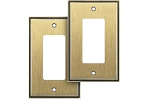 Henne Bery Soft Modern Decorative Wall Plate Switch Plate Outlet Cover (Single Decorator 2PK, Antique Brass)