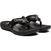 Clarks Womens Breeze Sea Flip-Flop Sandals - Comfortable Flip Flop with Adjustable Hook and Arch Support - Casual Summer Wearing Cloudsteppers for Everyday