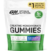 Optimum Nutrition Creatine Monohydrate Gummies, Blue Raspberry, 105 Ct | Great-tasting Gummy with 5g Creatine Per Serving, Na