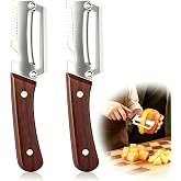 2 Pcs Multifunctional Vegetable Peeler,3 in-1 Multi-Functional Kitchen Peeler with Integrated Opener,Wooden Handle, Stainless Steel Blade Kitchen Tool for Fruit Apple Potat