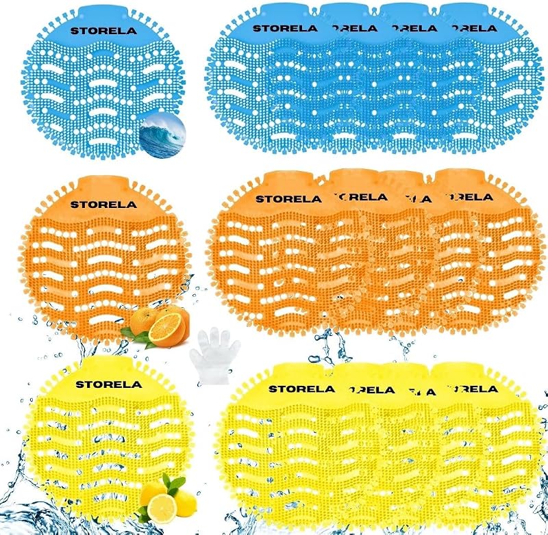 Storela Urinal Screen Deodorizer 15 Pack Splash Free Mats 16 Gloves