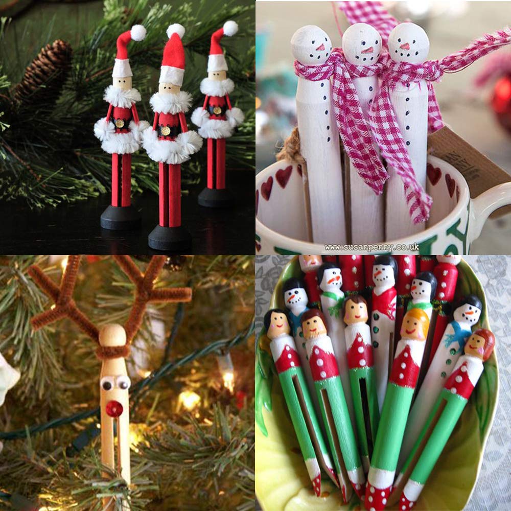Winlyn 50 Sets Unfinished Wood Doll Pins Doll Clothespins Wooden Round Peg Wood Clothespins and Stands Craft Supplies for DIY Art Painting Projects Doll Ornaments Rustic Country Embellishments