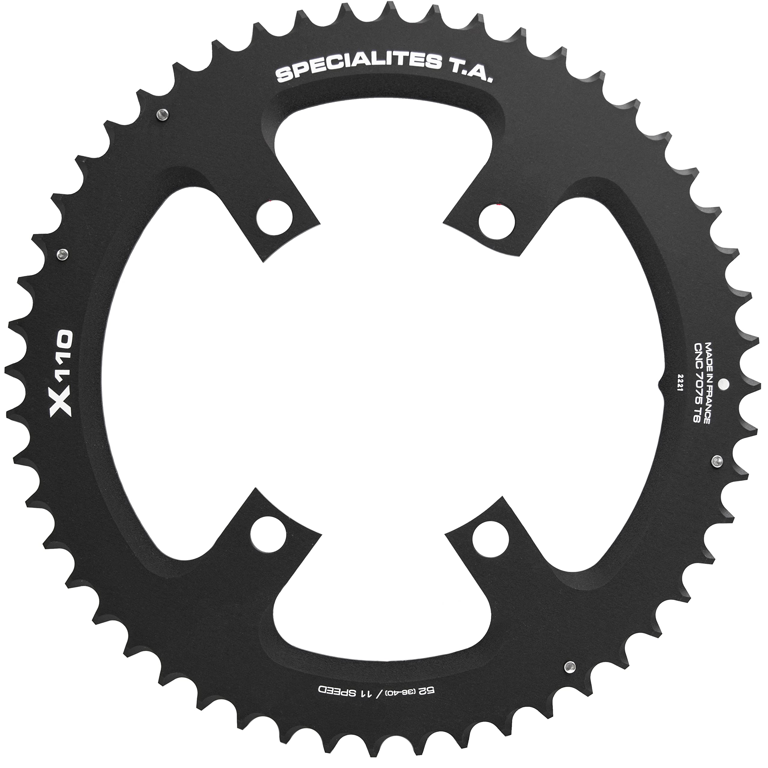 Spécialités TA X110 4 Arm 11 Speed Chainring, Black, Outer, 49t