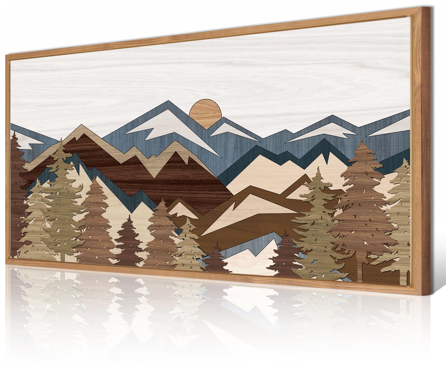 BINCUE Large Mountain Wall Art Framed Boho Wall Decor Mountain Artwork