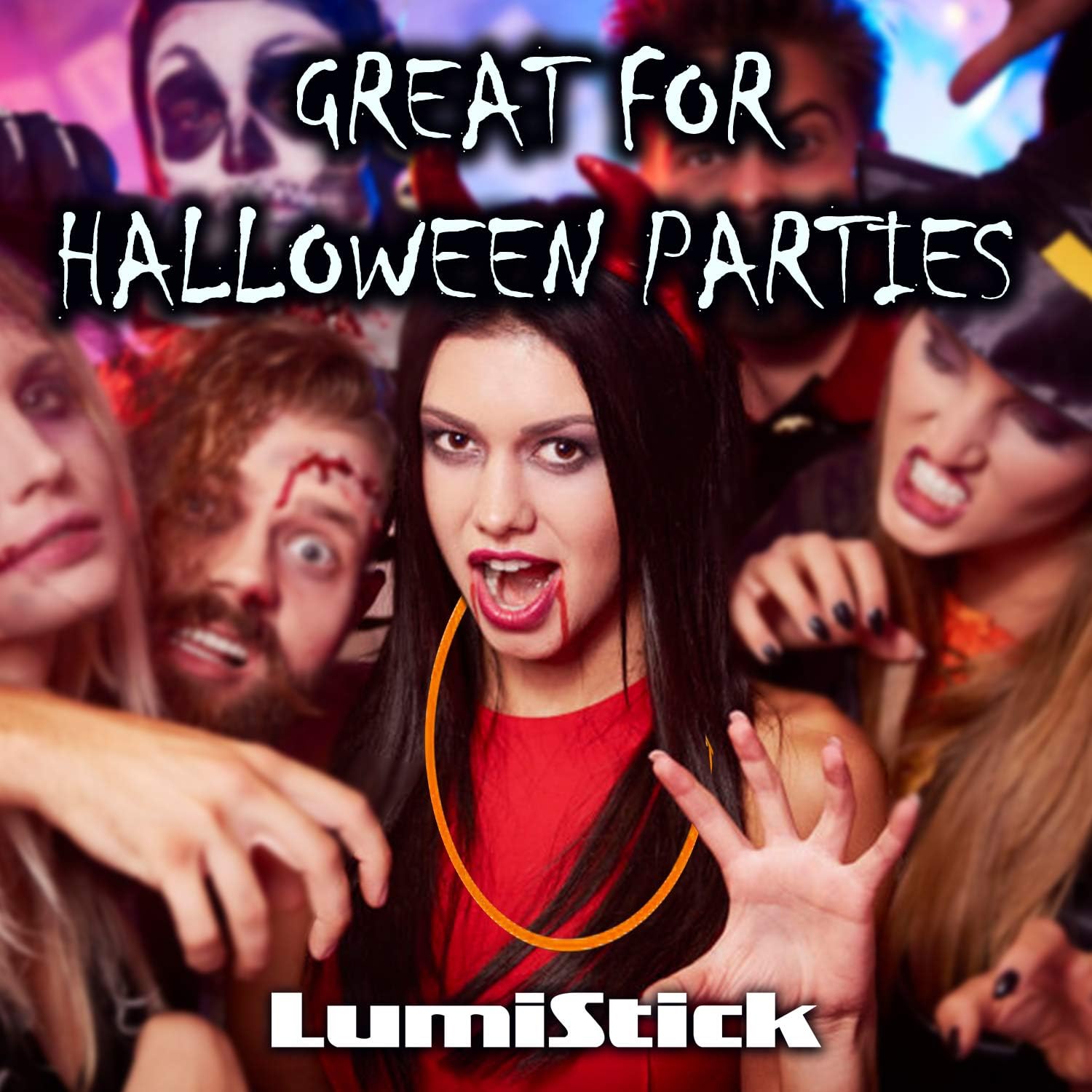Lumistick 22 Inch Glow Stick Necklaces | Non-Toxic & Kids Safe Light Up Neckwear | Bendable Sticks with Connectors | Glows in The Dark Night Party Favor (Orange, 50 Necklaces): Toys & Games
