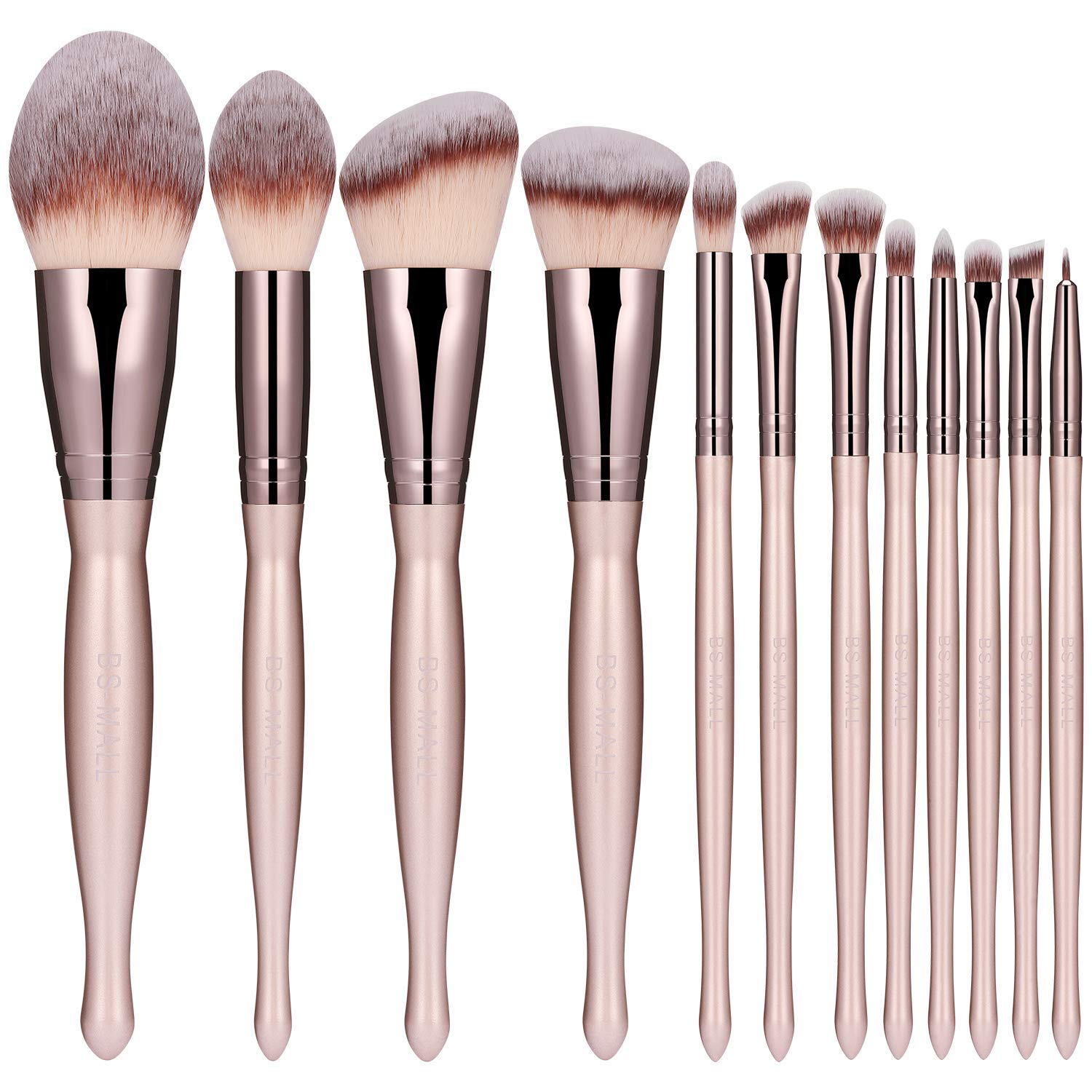 BS-MALL Makeup Brush Set 12 Pcs Premium Synthetic Foundation Powder Concealers Eye shadows Blush Makeup Brushes Champagne Gold Cosmetic Brushes（ Champagne）