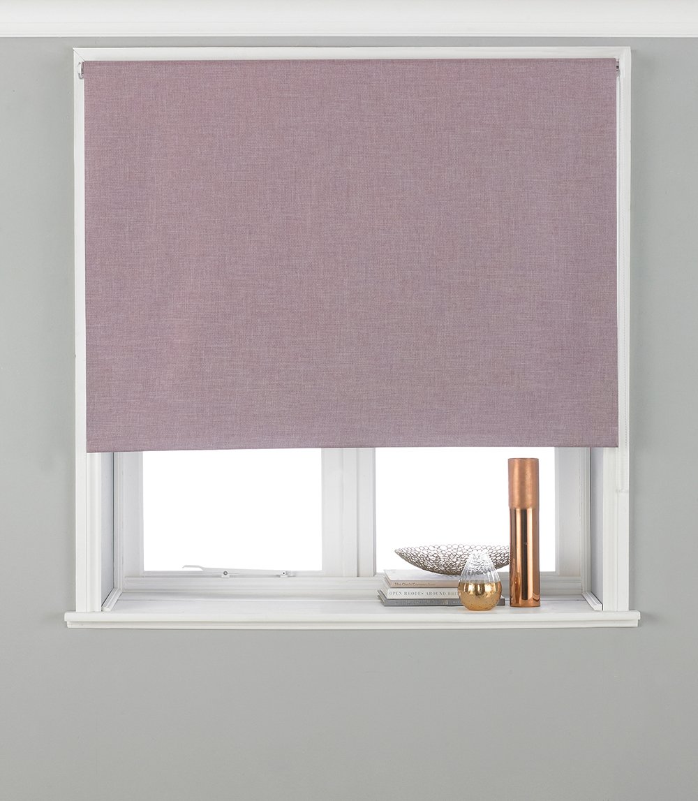 Eclipse Blackout Roller Blind - Mauve Purple - Ready Made (Fittings Included) - Temperature Control - Adjustable - 100% Polyester - 153cm width x 162cm drop (60" x 64" inches) - Made by Riva