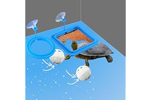 PurrrfectionPet 2 Packs Turtle Feeding Ring with Suction Cup and Nitrifying Balls Fish Food Holder Aquatic Toys for Turtles Tortoise Goldfish Guppy Koi Puffer Turtle Tank Accessories (Square & Circle)