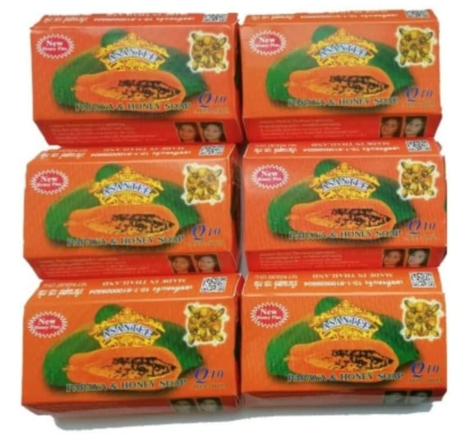 Asantee Thai Papaya Herbal Skin Whitening Soap 125g (Pack of 6)… — image 1