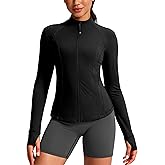 G Gradual Women's Workout Jackets Extended Waist Length Slim Full Zip 4 Pockets Athletic Jacket Spring Running Yoga Clothes