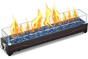 GRISUN Tabletop Fire Pit,36 Inch Propane Fire Pit Table,50000 BTU Table Top Firepit with Glass Wind Guard,Stainless Steel Burner,Fire Glass,Portable Propane fire Pit for Patio, Camping, Backyard & RV