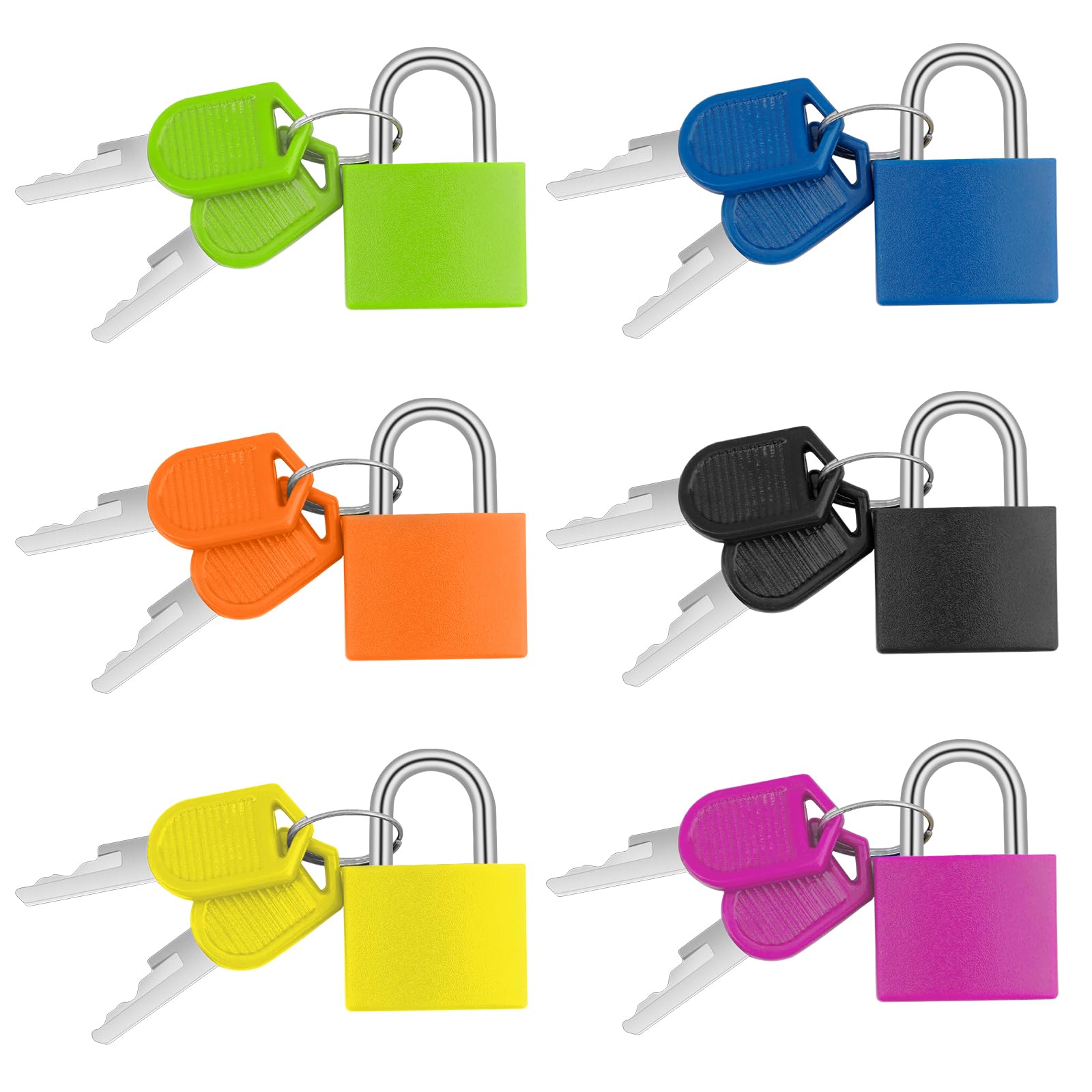 6 Pack Multicolor Luggage Locks Suitcase Locks with Keys, Small Padlocks Travel Padlocks for Luggage Bag School Gym Lockers Laptop Bag
