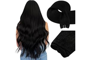 Easyouth 24 Inch Weft Hair Extensions Black Hair Extensions Real Human Hair Weft Jet Black Sew in Real Hair Extension Add Len