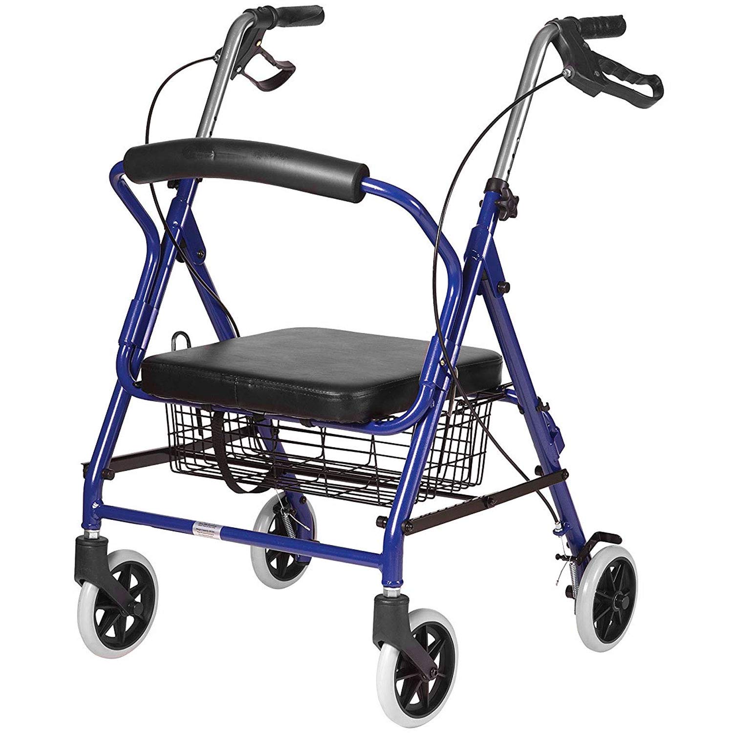 DMI Ultra Lightweight Folding Aluminum Hemi Rollator with Padded Seat, Basket and Adjustable