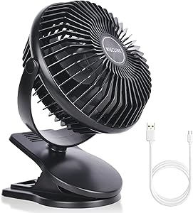Wiselink 10000mAh Rechargeable Battery Operated Clip on Fan, Lasts 40hrs Max, Portable Fan with 3 Speeds, Sturdy Clamp, Small USB Desk Fans for Outdoor Stroller Golf Cart Treadmill Camping Home Office