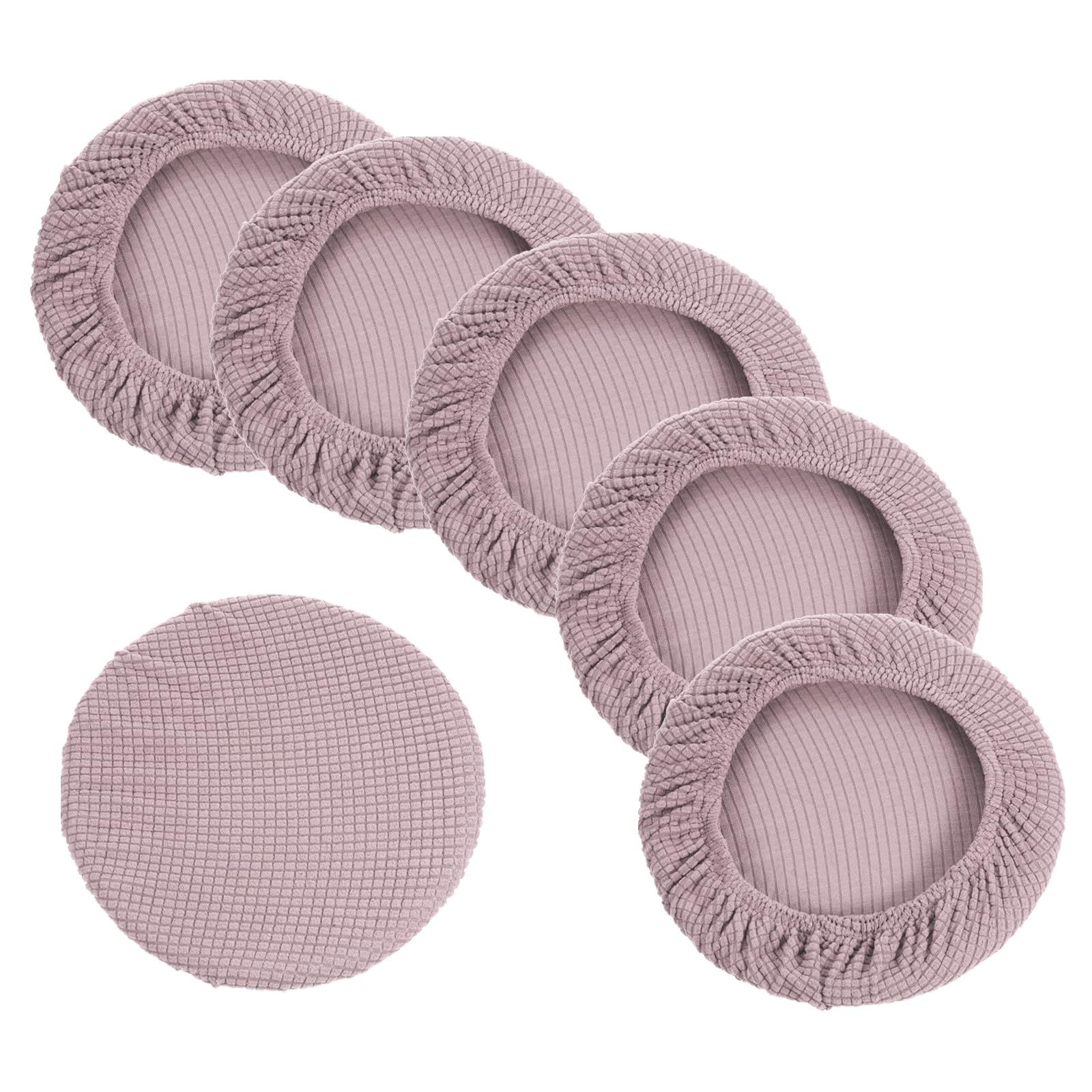 PATIKIL 11" Round Bar Stool Cover, 6 Pack Elastic Bar Stool Cover Washable Seat Cover for Diameter 11"-16" Chair, Light Pink