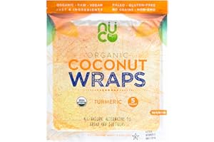 NUCO Certified Organic Paleo Gluten Free Vegan Turmeric Coconut Wraps, 5 Count (One Pack of Five Wraps)