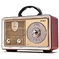 PRUNUS J-110 Retro Portable Radio AM FM Shortwave Radios Transistor Battery Operated Vintage Radio with Bluetooth Speaker,3-Way/AC Power Sources,AUX TF Card USB Playing for Home/Outdoor/Gift