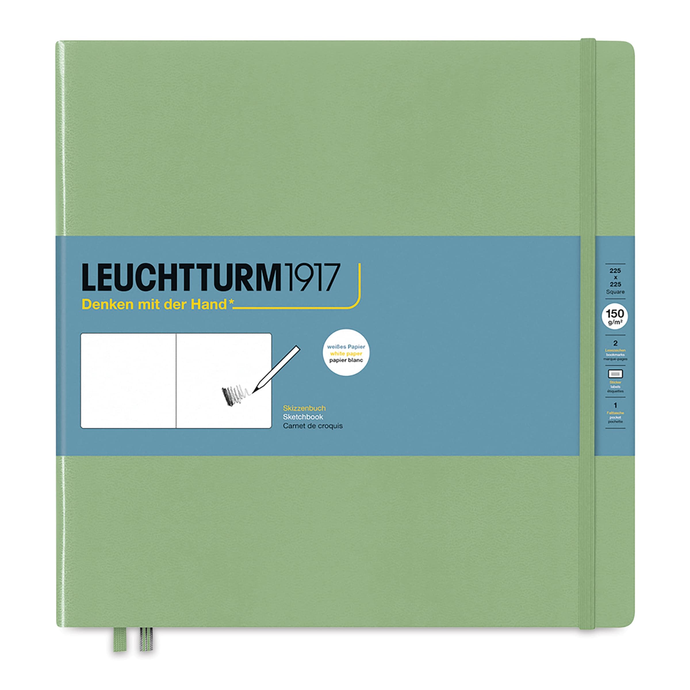 LEUCHTTURM1917 370351 Sketchbook Square (225 x 225 mm), Hardcover, 112 Pages (150 g/sqm), Plain, Sage