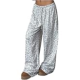 BEAUDRM Women's Leopard Baggy Sweatpants Y2k Cheetah Drawstring Waist Wide Leg Sport Pants Streetwear