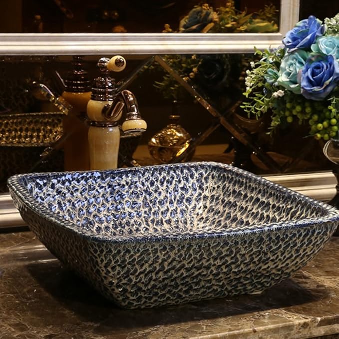 GAOLI Badezimmer Blau Stein Kunst Über Zähler Basin Kreative Keramik