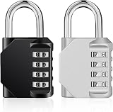 ZHEGE 4 Digit Combination Padlocks Outdoor 2 Pack Weatherproof Black Silver view 1