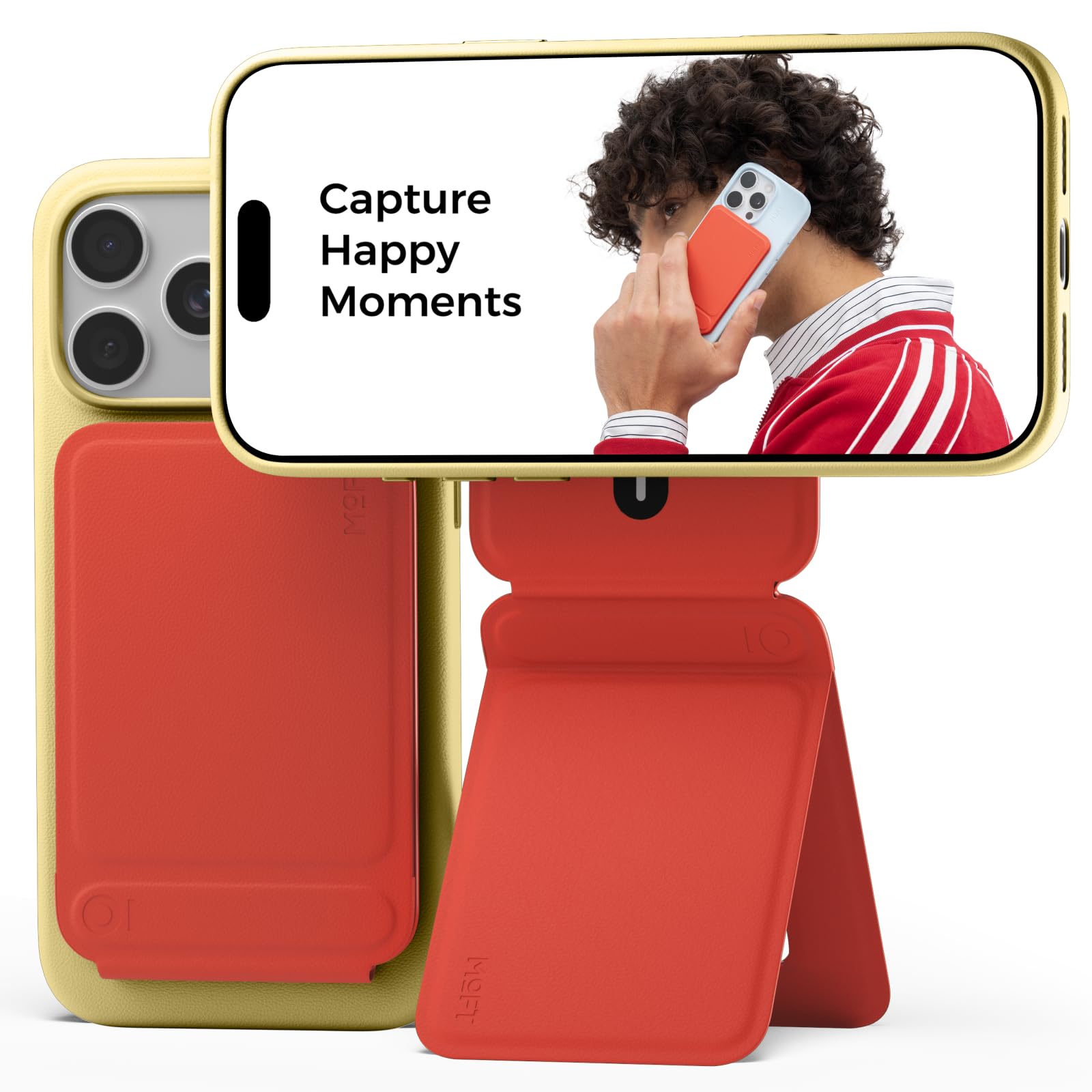 MOFT Phone Tripod Stand Selfie Stick for iPhone, Multi-Angles iPhone Stand, Lightweight & Portable Phone Holder, Strong Magnets, MOVAS Vegan Leather, Travel Essentials, Sunset (Without Card Slot) — image 1