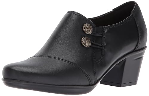 Clarks Women's Emslie Warren Slip-on Loafer, Black Leather, 5 M US