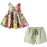 Mud Kingdom Little Girls Shorts Sets Floral Pattern Summer Sleeveless 2 Piece Outfits