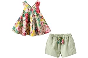 Mud Kingdom Little Girls Shorts Sets Floral Pattern Summer Sleeveless 2 Piece Outfits