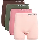 Reebok Womens Boyshorts Underwear - 4 Pack Stretch Performance Seamless Underwear for Women, 4” Inseam with Tagless Waistband