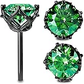 KETRYEP S925 Sterling Silver Black Stud Earrings for Men, Red Goth Earrings for Women Hypoallergenic Gothic Jewelry for Unique Gifts