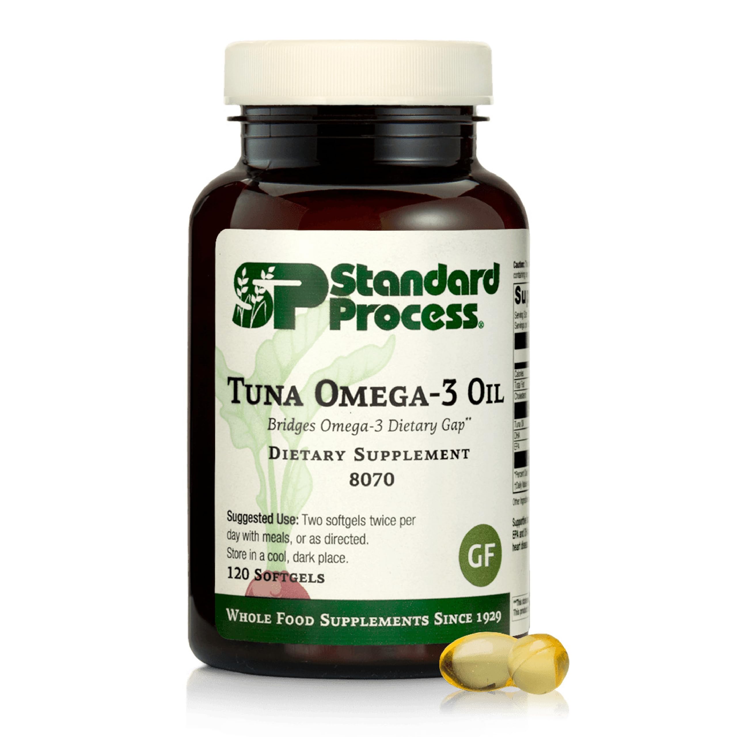 Standard Process Tuna Omega-3 Oil - Brain & Eye Health Support Supplement - Essential Fatty Acid Supplement with Omega-3 - Nutritional Supplement to Aid Skin Health - 120 Softgels Image