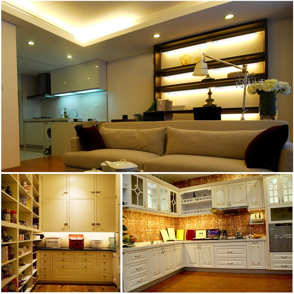 LEDGLE LED Under Cabinet Lighting Kit Counter Lights Bar for Closets, 12W 950 Lumens, Warm White 3000K, Accessories Included, 3 Pack