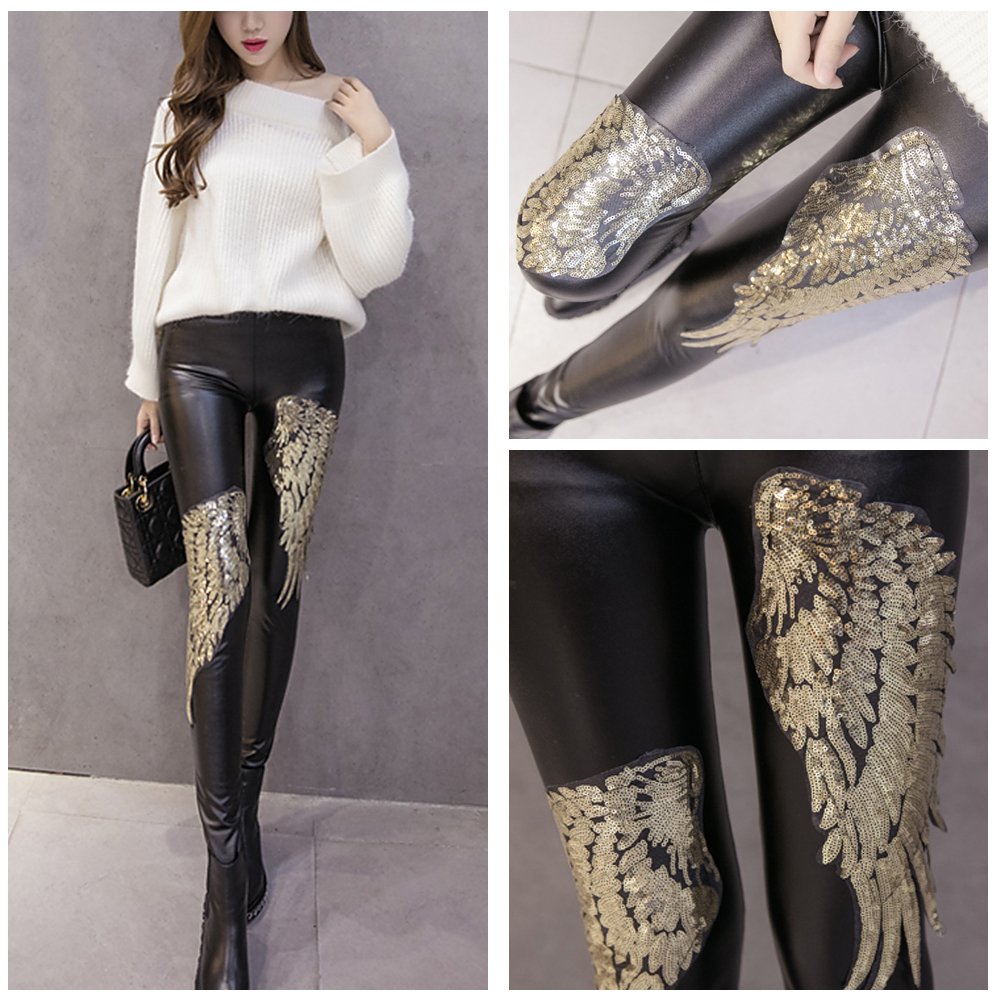 LoveInUSA Sequin Wings set, 2 PCS Sequins Patches Gold Angel Wings  Wing Applique Iron On Wings Chanel Patches for Clothes Jackets Jeans Dress Hat DIY Accessory