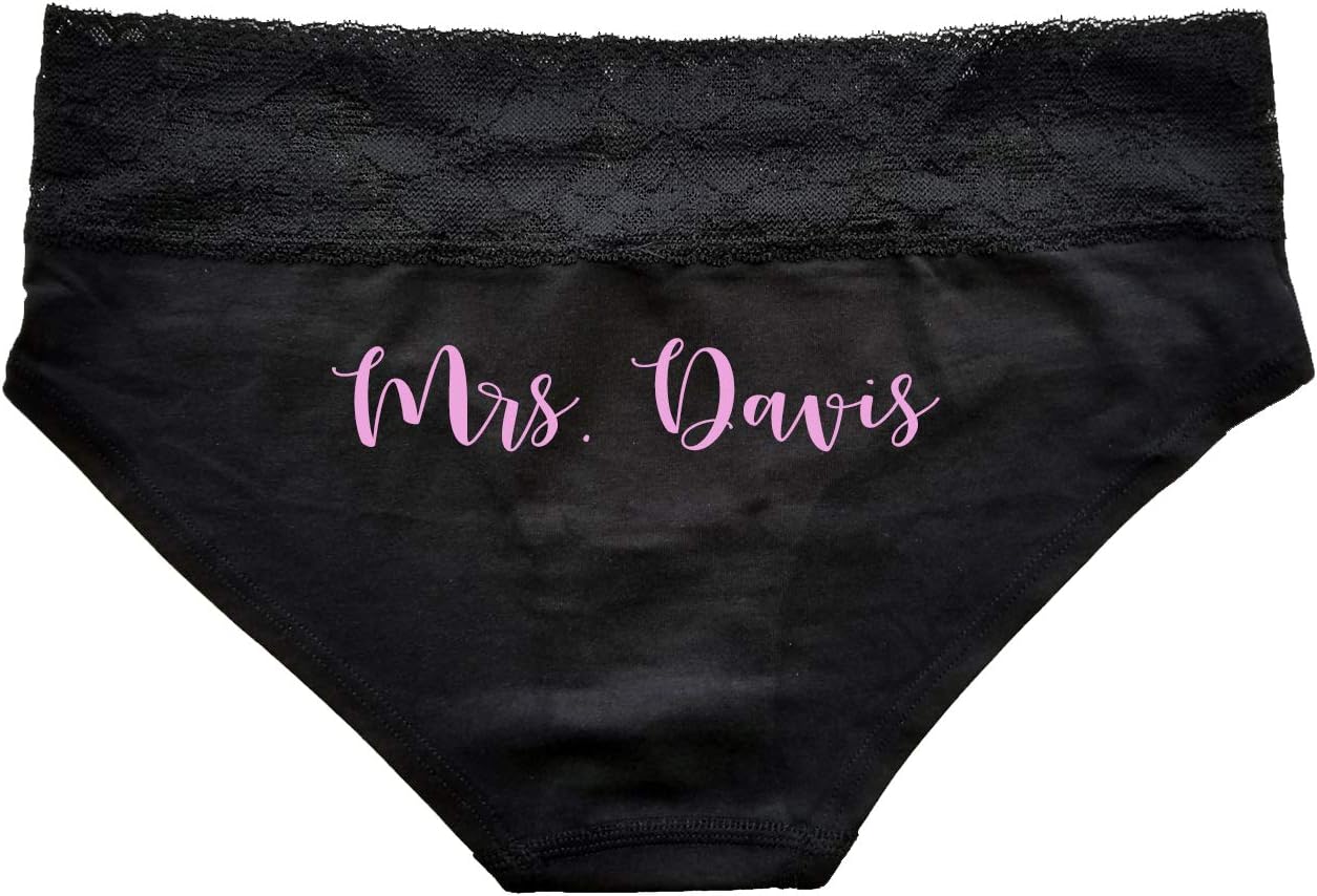 Custom Black Bridal Panties - Personalized Mrs. Panties - Honeymoon - Wedding Day Bride