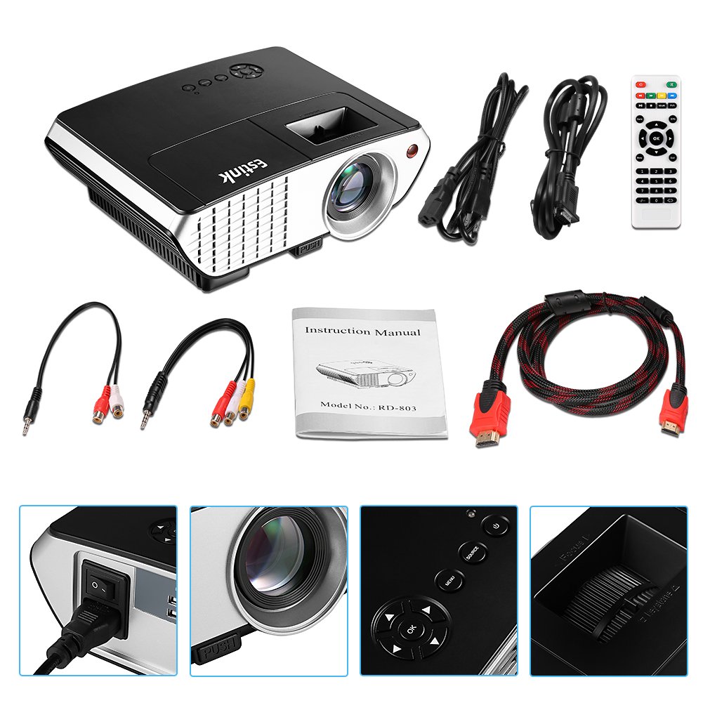 Mini Proyector LED - Video Proyector 2000 Lúmenes, 800*480 Soporte ...