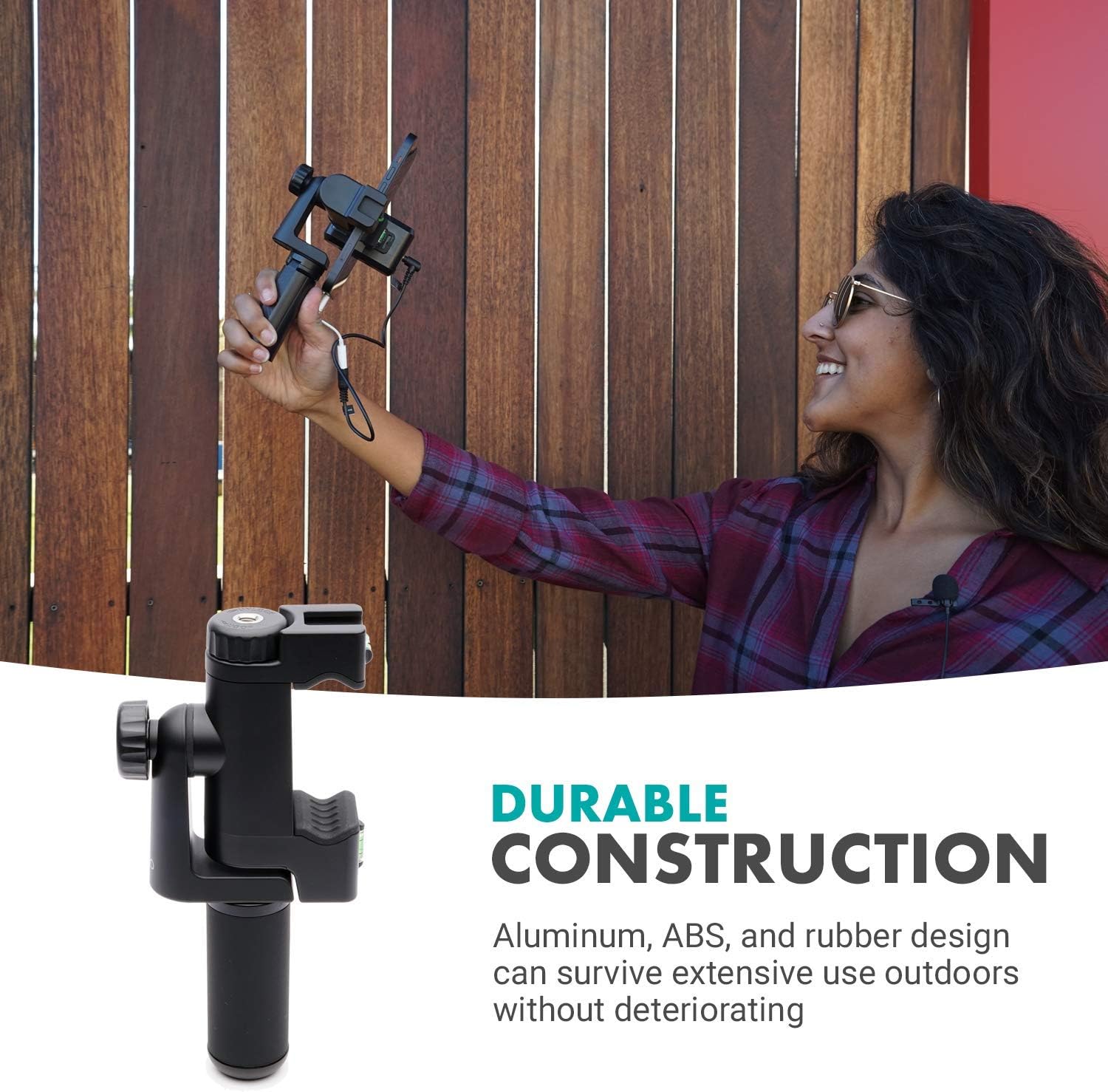 Movo PR-3 Rotating Smartphone Grip Handle Rig with Vertical and Horizonal Positions, Wrist Strap, Tripod Mount - Image 5