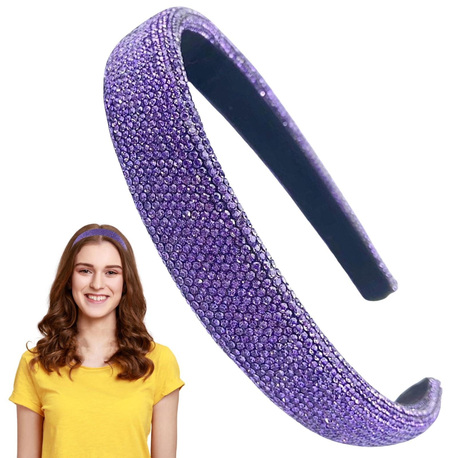 Wide Headbands for Women Purple Headband Glitter Hairband for Party Ladies Hair Accessories Purple 3213