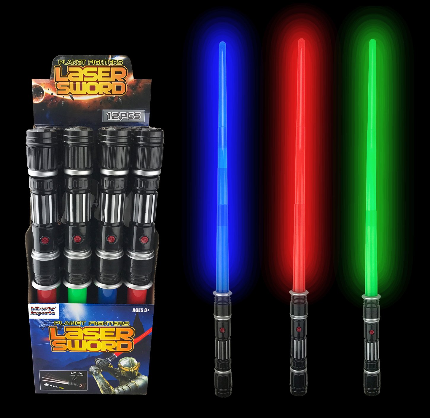 [VALUE BUNDLE] 12 Pack LED Laser Swords Expandable Light Up Sabers with