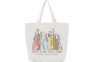 LEADO Cute Canvas Tote Bag with Pockets, Book Lovers Gifts - Thanksgiving, Birthday, Christmas Gifts for Book Lovers Women - Reading Accessories, Librarian, Bookish, Readers, Teacher, Library Present