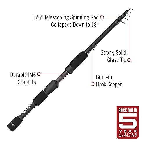 Quantum Embark Telescopic Spinning Fishing Rod, 18-Inches to 6-Foot 6-Inch Telescopic Fishing Pole, IM6 Graphite Fishing Pole, Moderate Action, Medium Power, Split-Grip EVA Handle, Black in Dubai - UAE | Whizz Rods Quantum Embark Telescopic Spinning Fishing Rod, 18-Inches to 6-Foot 6-Inch Telescopic Fishing Pole, IM6 Graphite Fishing Pole, Moderate Action, Medium Power, Split-Grip EVA Handle, Black in Dubai - UAE | Whizz Rods