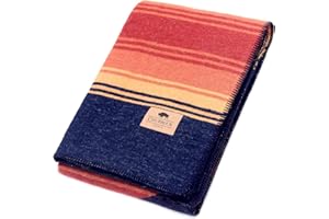 CHUBBUCK AUTHENTIC Chubbuck 100% Wool Blanket Camping (60" x 84") - Large Warm Blanket for Camping, Emergency, Outdoor Concerts and Home Use - Reversible, Fire Retardant, Soft and Warm Blankets for Winter (Sunset)