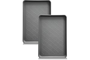 PetLike Boot Tray for Entryway Indoor, Pet Food Mat, 23 x 15.5 inch 2 Packs, Waterproof Rubber Shoe Tray for Indoor and Outdoor, Multi-Purpose Trays for Boots, Shoes, Pets, Garden