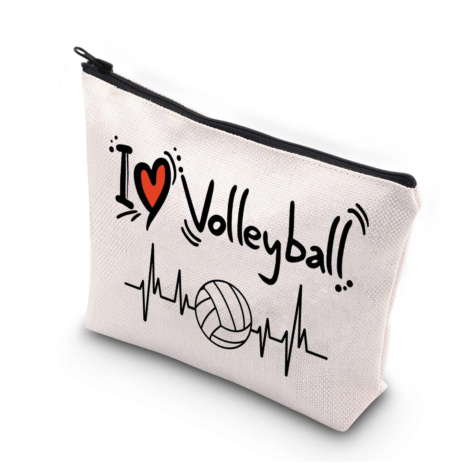 PLITI Volleyball Lover Makeup Bag for Women Girls Volleyball Player Gift Volleyball Team Gift I Love Volleyball Travel Pouch(I Love VolleyballU) — image 1