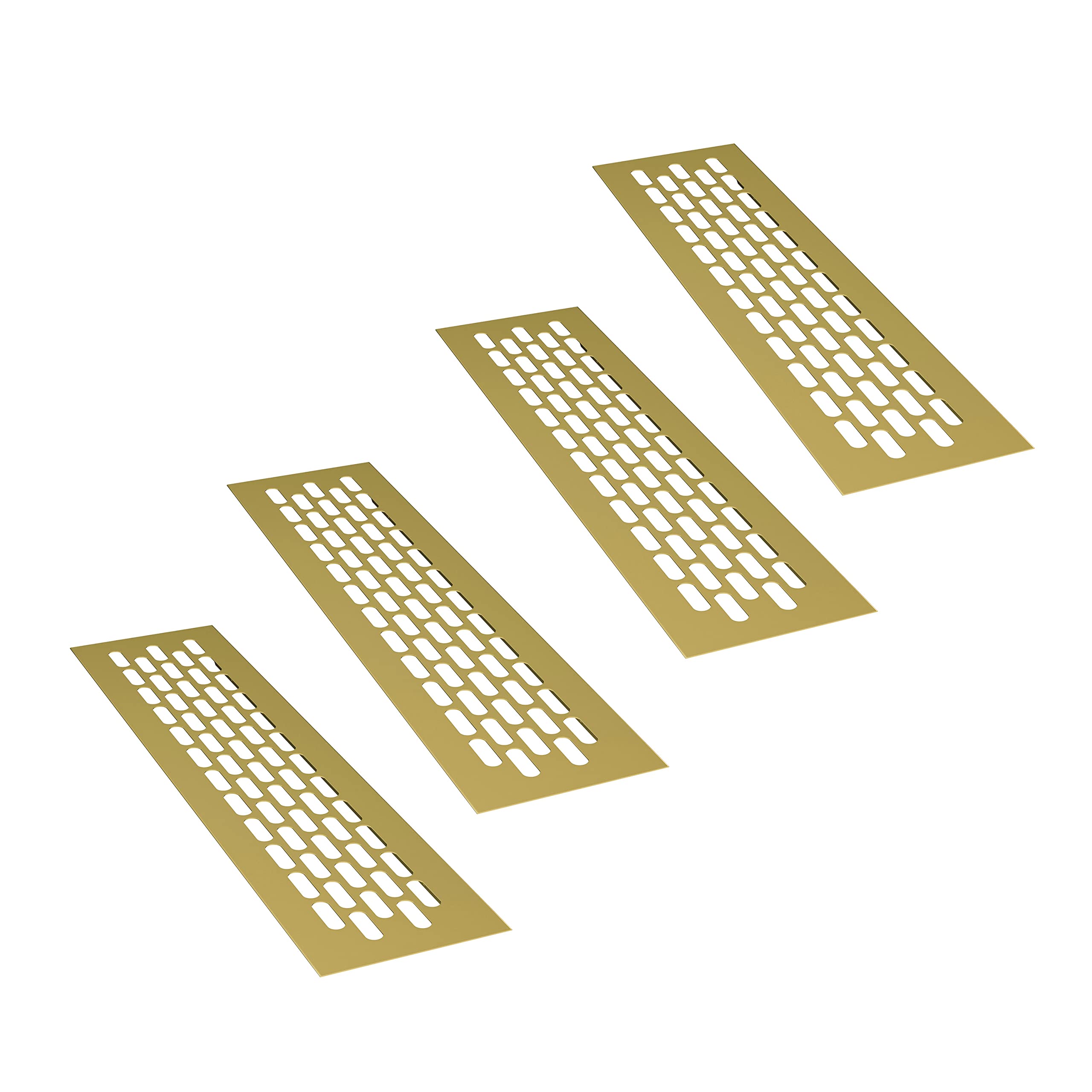 sossai® Aluminium Ventilation Grille - Alucratis (4 Piece) | Rectangular - Dimensions: 24,5 x 6 cm | Colour: Gold | Powder-Coated