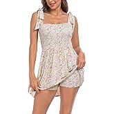 HDE Women's Romper Dress with Built in Shorts Summer Smocked Mini Sundress
