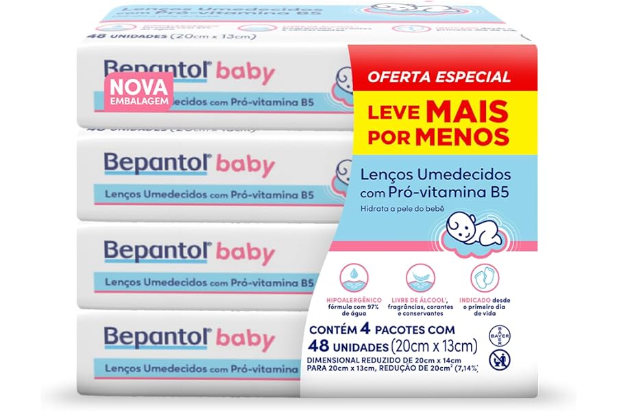 Bepantol Baby Lenço Umedecido Hipoalergênico, 192 Unidades