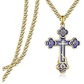 Zoxuxiwu Orthodox Cross Necklace S925 Sterling Silver Cross Pendant Necklace Religious Jewelry Gifts for Men Women